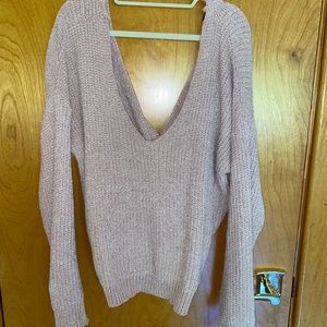Light Pink Chunky Knotted-Back Sweater